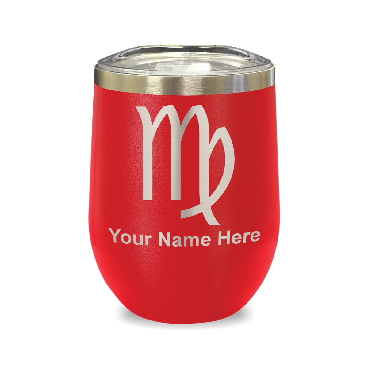 LaserGram Double Wall Stainless Steel Wine Glass, Zodiac Sign Virgo, Personalized Engraving Included