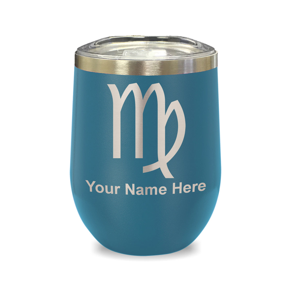 LaserGram Double Wall Stainless Steel Wine Glass, Zodiac Sign Virgo, Personalized Engraving Included