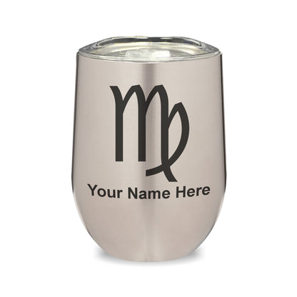 LaserGram Double Wall Stainless Steel Wine Glass, Zodiac Sign Virgo, Personalized Engraving Included