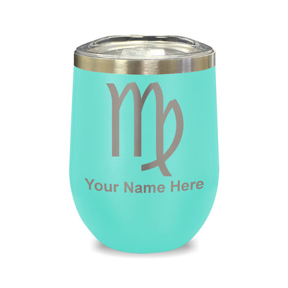 LaserGram Double Wall Stainless Steel Wine Glass, Zodiac Sign Virgo, Personalized Engraving Included