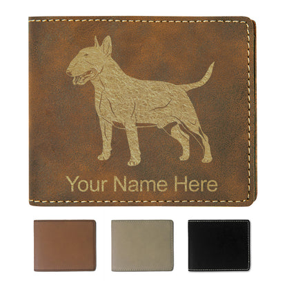 Faux Leather Bi-Fold Wallet, Bull Terrier Dog, Personalized Engraving Included
