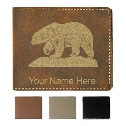 Faux Leather Bi-Fold Wallet, Polar Bear, Personalized Engraving Included