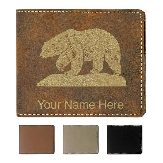 Faux Leather Bi-Fold Wallet, Polar Bear, Personalized Engraving Included