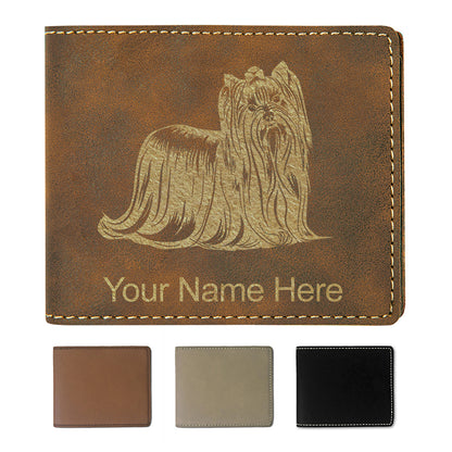 Faux Leather Bi-Fold Wallet, Yorkshire Terrier Dog, Personalized Engraving Included