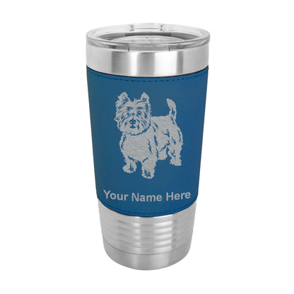 20oz Faux Leather Tumbler Mug, West Highland Terrier Dog, Personalized Engraving Included