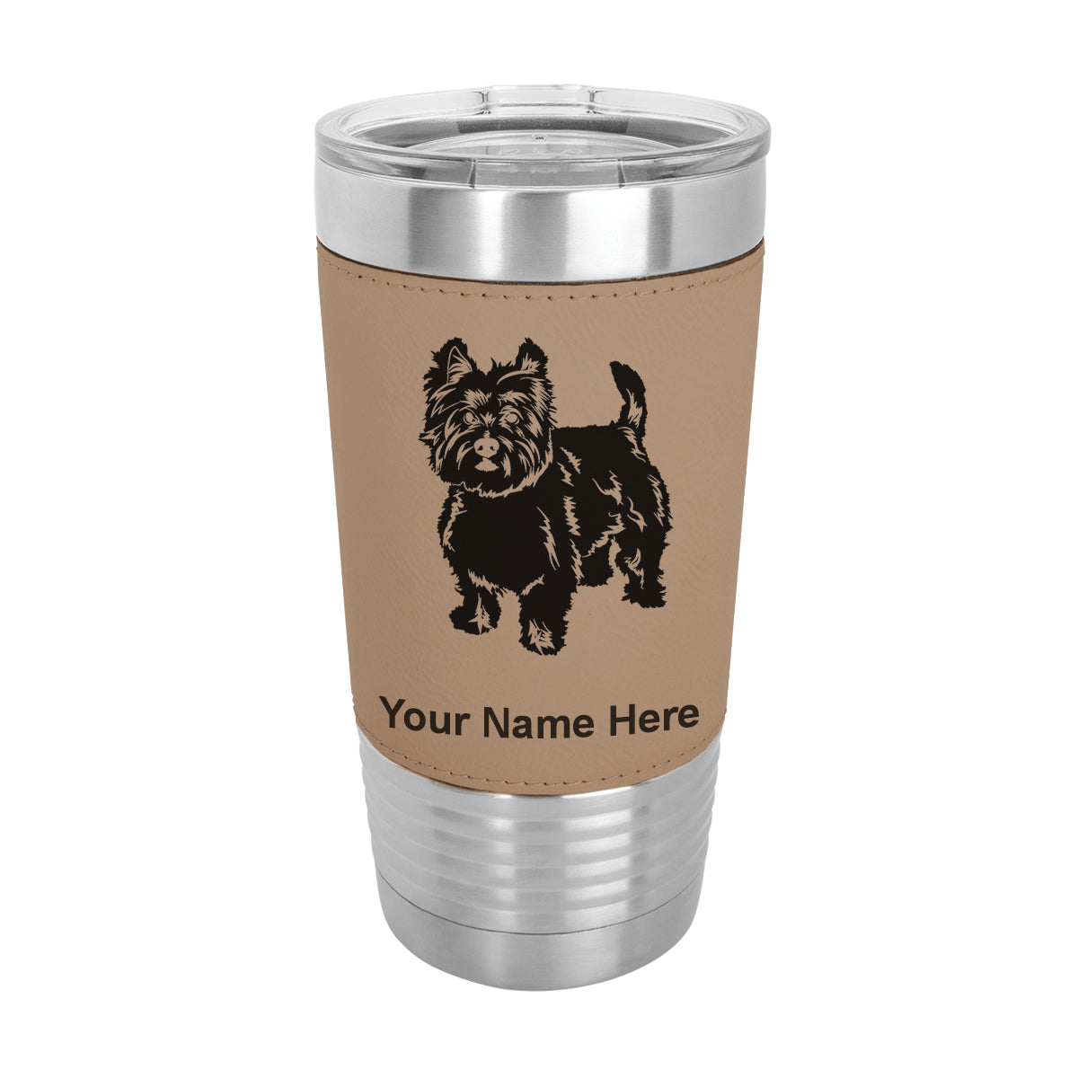 20oz Faux Leather Tumbler Mug, West Highland Terrier Dog, Personalized Engraving Included