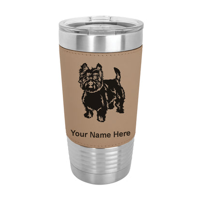 20oz Faux Leather Tumbler Mug, West Highland Terrier Dog, Personalized Engraving Included