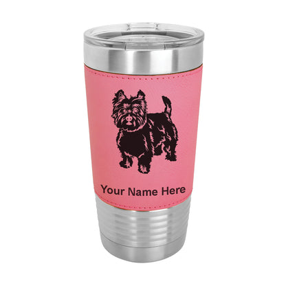 20oz Faux Leather Tumbler Mug, West Highland Terrier Dog, Personalized Engraving Included