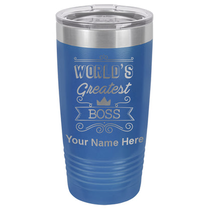 20oz Vacuum Insulated Tumbler Mug, World's Greatest Boss, Personalized Engraving Included