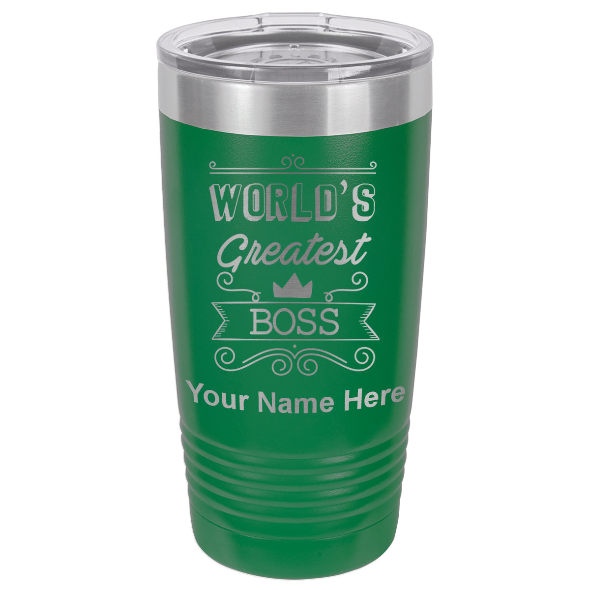 20oz Vacuum Insulated Tumbler Mug, World's Greatest Boss, Personalized Engraving Included