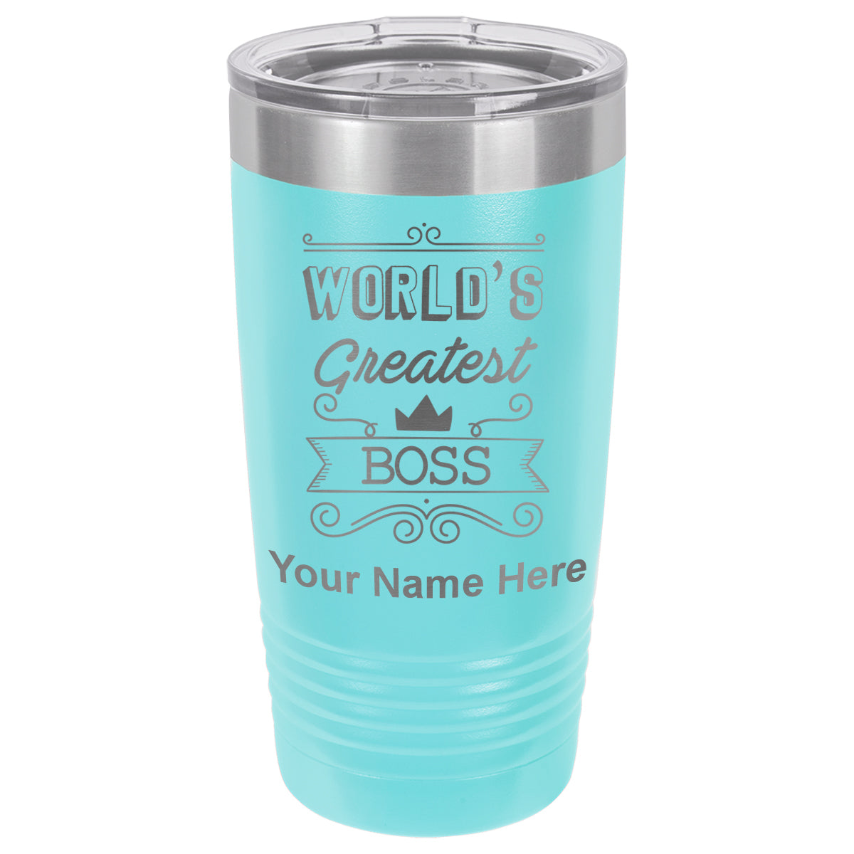 20oz Vacuum Insulated Tumbler Mug, World's Greatest Boss, Personalized Engraving Included