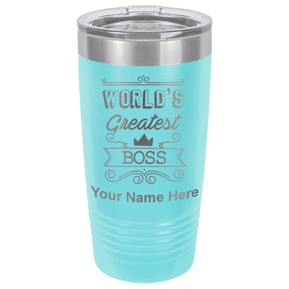 20oz Vacuum Insulated Tumbler Mug, World's Greatest Boss, Personalized Engraving Included