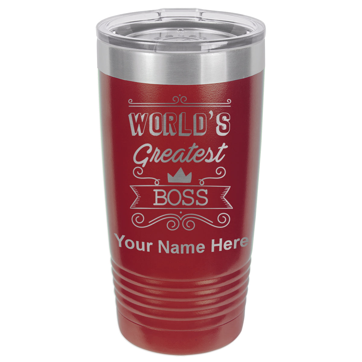 20oz Vacuum Insulated Tumbler Mug, World's Greatest Boss, Personalized Engraving Included