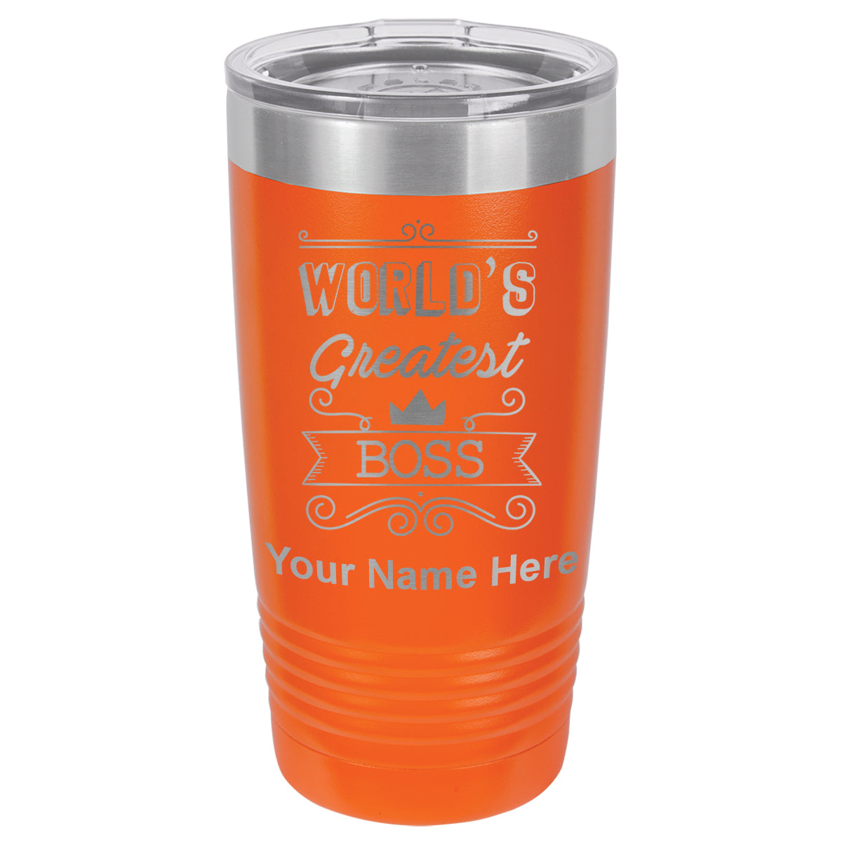 20oz Vacuum Insulated Tumbler Mug, World's Greatest Boss, Personalized Engraving Included