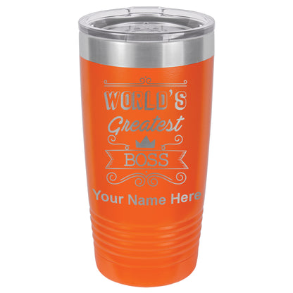20oz Vacuum Insulated Tumbler Mug, World's Greatest Boss, Personalized Engraving Included