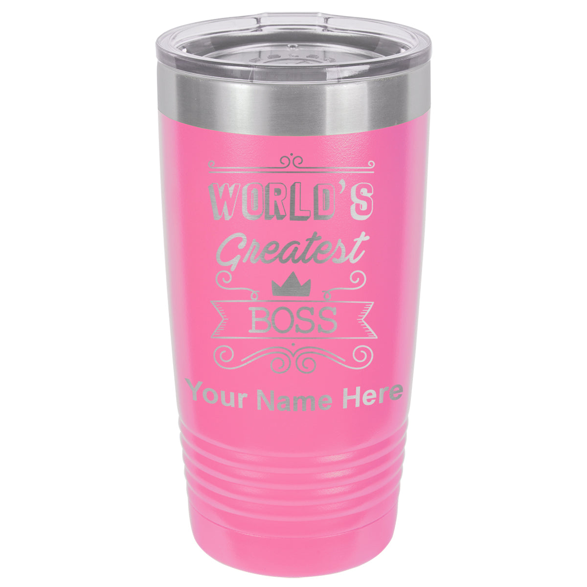 20oz Vacuum Insulated Tumbler Mug, World's Greatest Boss, Personalized Engraving Included