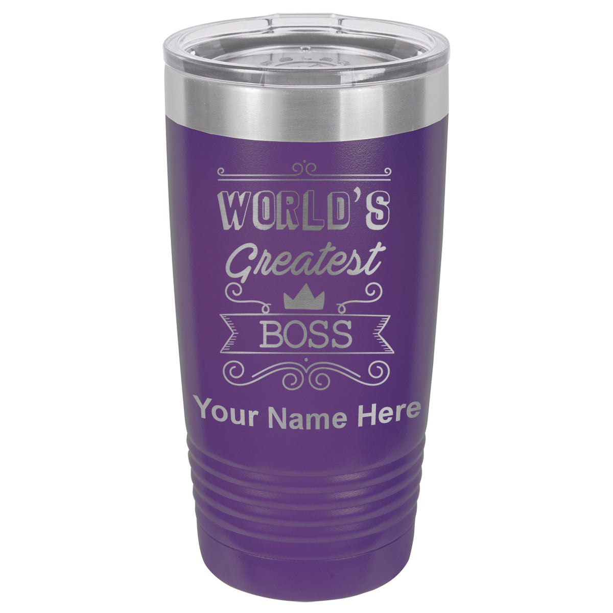 20oz Vacuum Insulated Tumbler Mug, World's Greatest Boss, Personalized Engraving Included