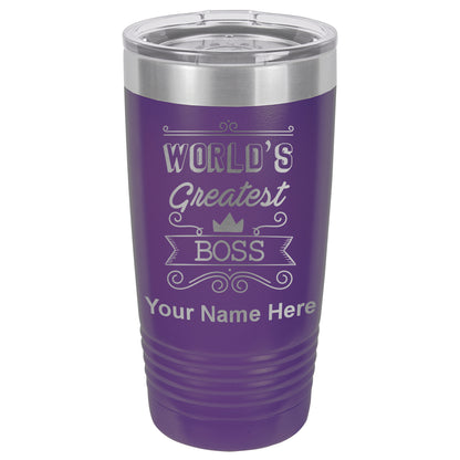 20oz Vacuum Insulated Tumbler Mug, World's Greatest Boss, Personalized Engraving Included