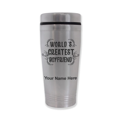 Commuter Travel Mug, World's Greatest Boyfriend, Personalized Engraving Included