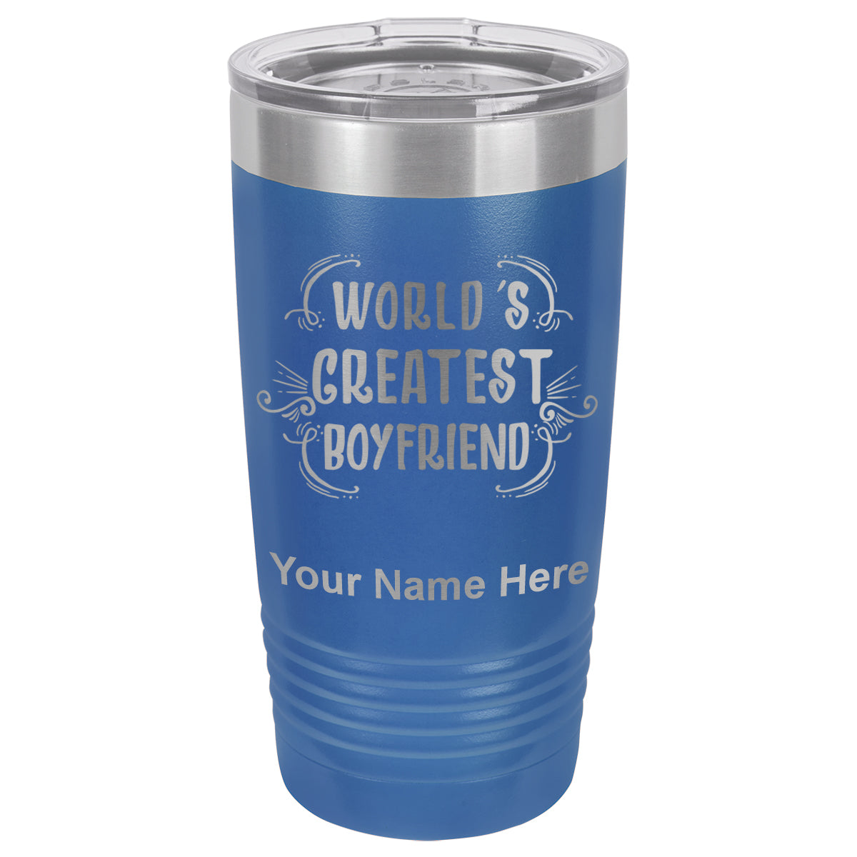 20oz Vacuum Insulated Tumbler Mug, World's Greatest Boyfriend, Personalized Engraving Included
