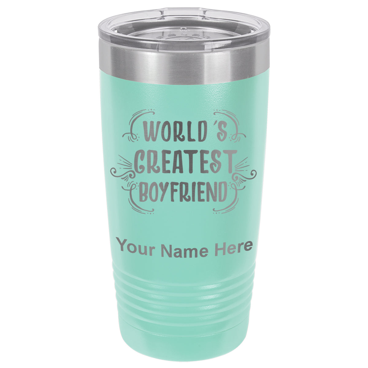 20oz Vacuum Insulated Tumbler Mug, World's Greatest Boyfriend, Personalized Engraving Included