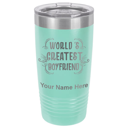 20oz Vacuum Insulated Tumbler Mug, World's Greatest Boyfriend, Personalized Engraving Included