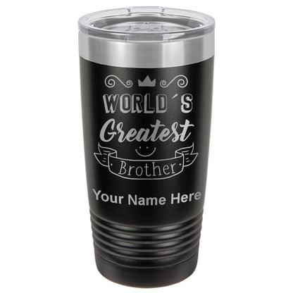 20oz Vacuum Insulated Tumbler Mug, World's Greatest Brother, Personalized Engraving Included