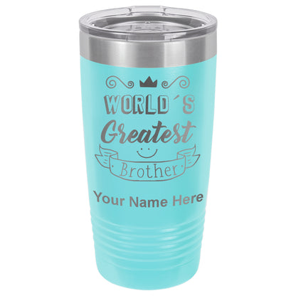 20oz Vacuum Insulated Tumbler Mug, World's Greatest Brother, Personalized Engraving Included