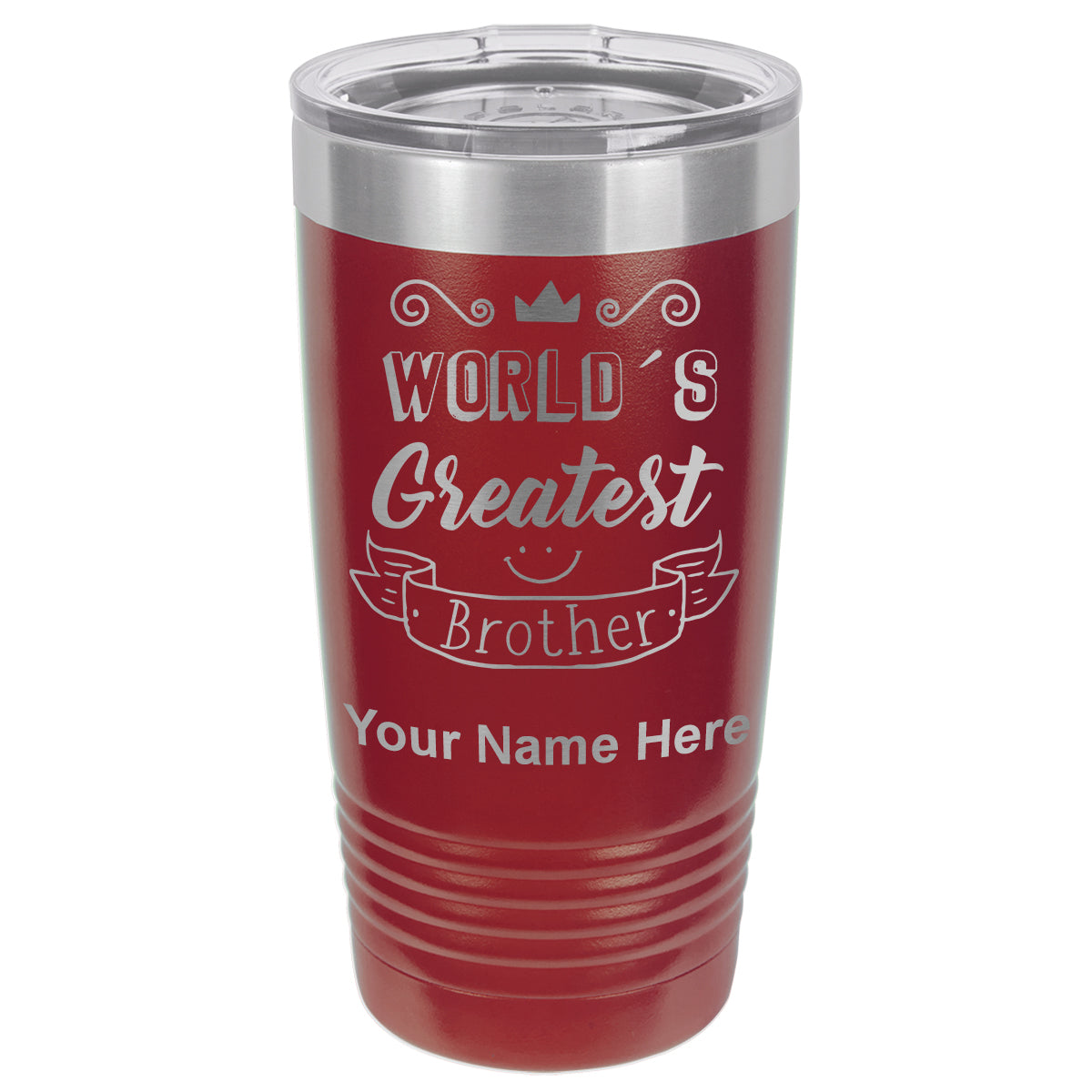 20oz Vacuum Insulated Tumbler Mug, World's Greatest Brother, Personalized Engraving Included