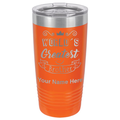 20oz Vacuum Insulated Tumbler Mug, World's Greatest Brother, Personalized Engraving Included