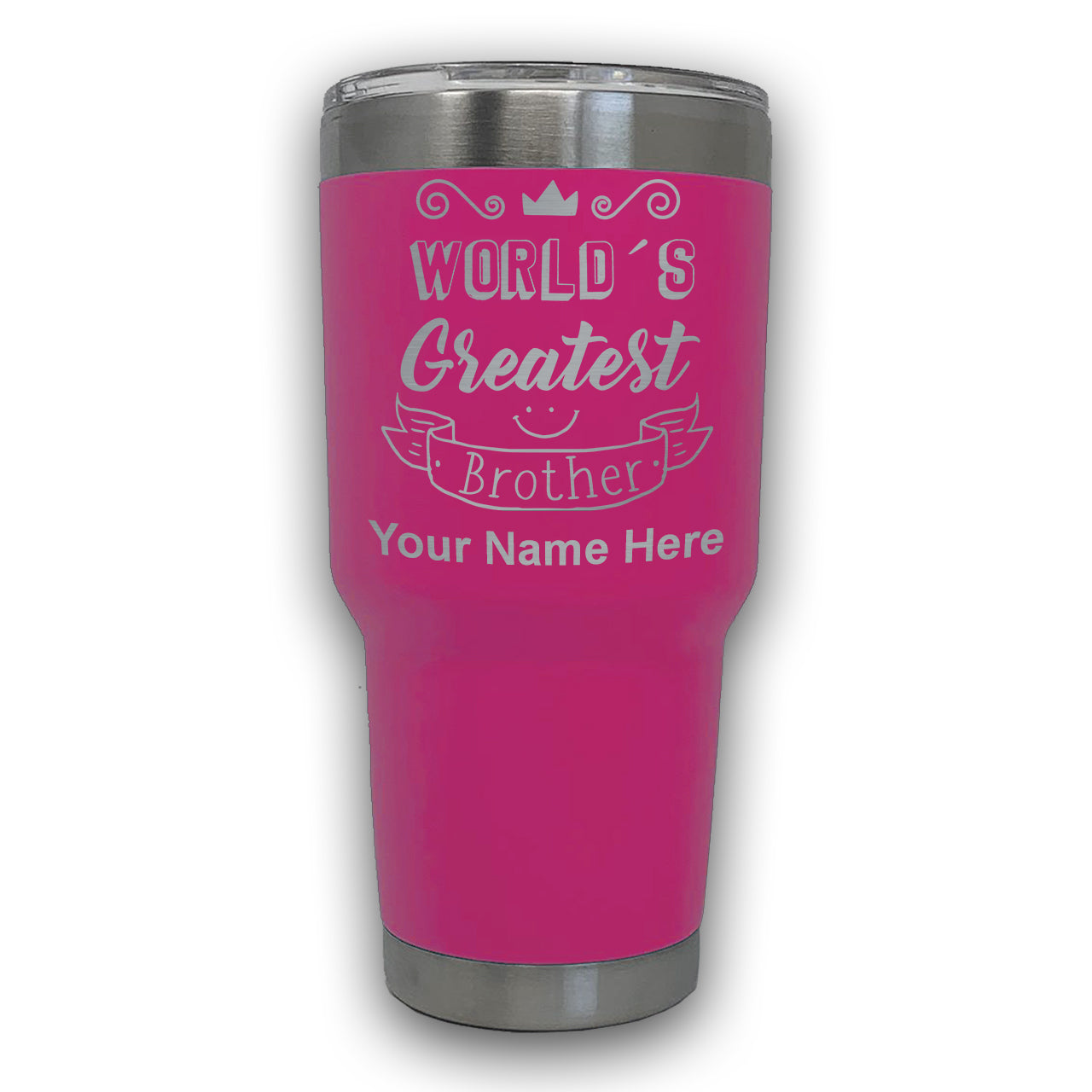 LaserGram 30oz Tumbler Mug, World's Greatest Brother, Personalized Engraving Included