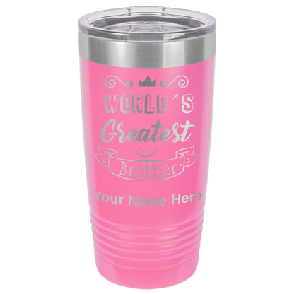 20oz Vacuum Insulated Tumbler Mug, World's Greatest Brother, Personalized Engraving Included