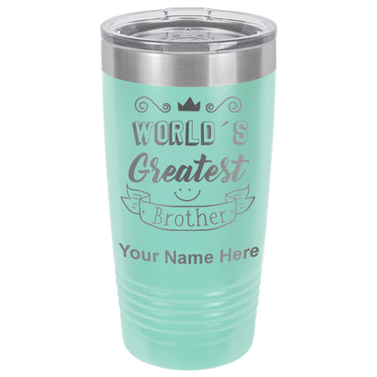 20oz Vacuum Insulated Tumbler Mug, World's Greatest Brother, Personalized Engraving Included