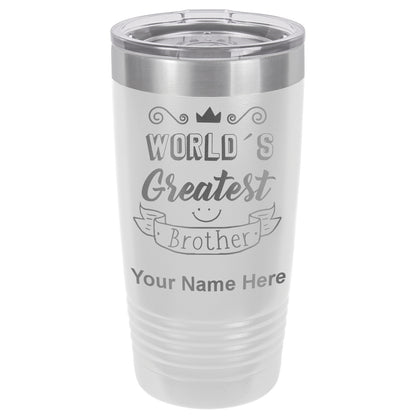 20oz Vacuum Insulated Tumbler Mug, World's Greatest Brother, Personalized Engraving Included