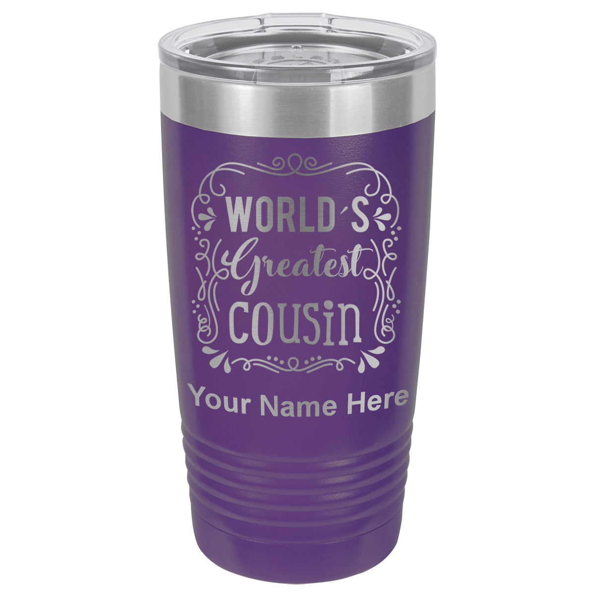20oz Vacuum Insulated Tumbler Mug, World's Greatest Cousin, Personalized Engraving Included