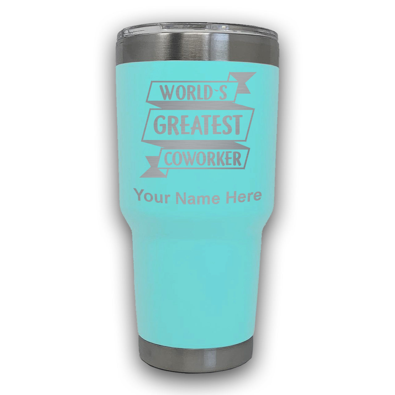 LaserGram 30oz Tumbler Mug, World's Greatest Coworker, Personalized Engraving Included