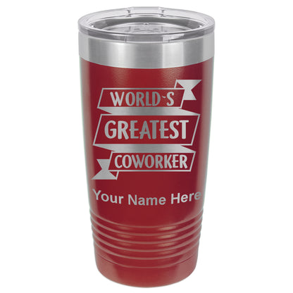 20oz Vacuum Insulated Tumbler Mug, World's Greatest Coworker, Personalized Engraving Included