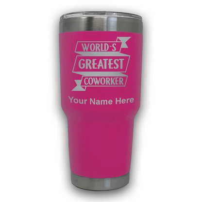 LaserGram 30oz Tumbler Mug, World's Greatest Coworker, Personalized Engraving Included