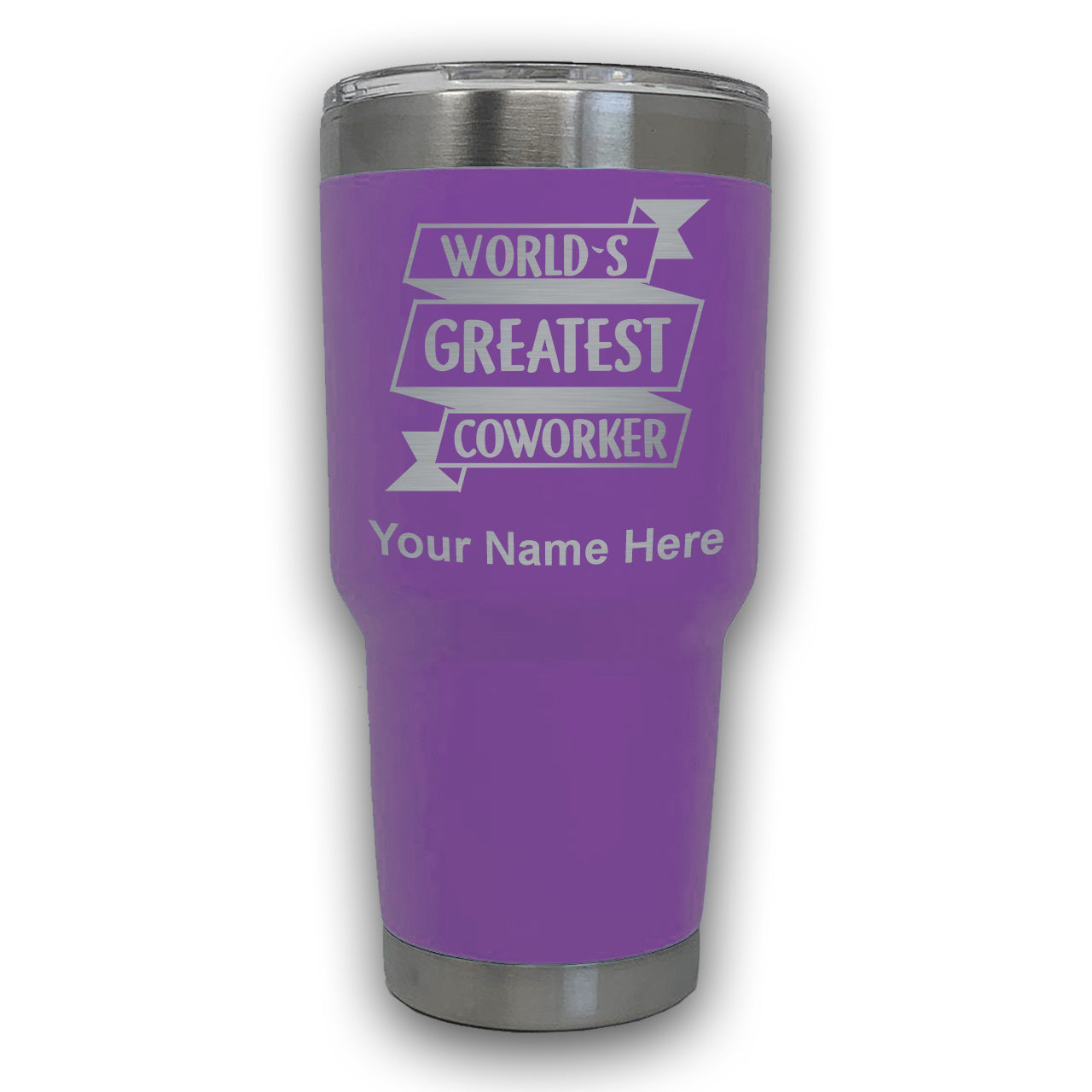 LaserGram 30oz Tumbler Mug, World's Greatest Coworker, Personalized Engraving Included