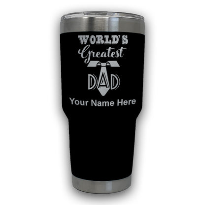 LaserGram 30oz Tumbler Mug, World's Greatest Dad, Personalized Engraving Included