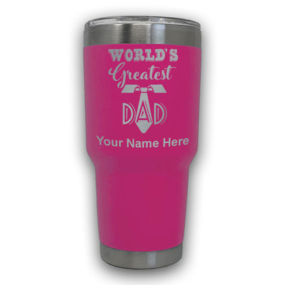 LaserGram 30oz Tumbler Mug, World's Greatest Dad, Personalized Engraving Included