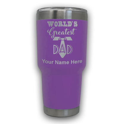 LaserGram 30oz Tumbler Mug, World's Greatest Dad, Personalized Engraving Included