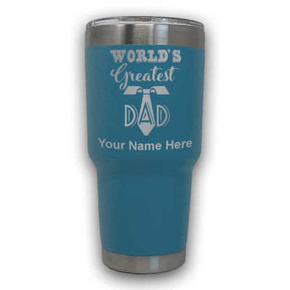 LaserGram 30oz Tumbler Mug, World's Greatest Dad, Personalized Engraving Included