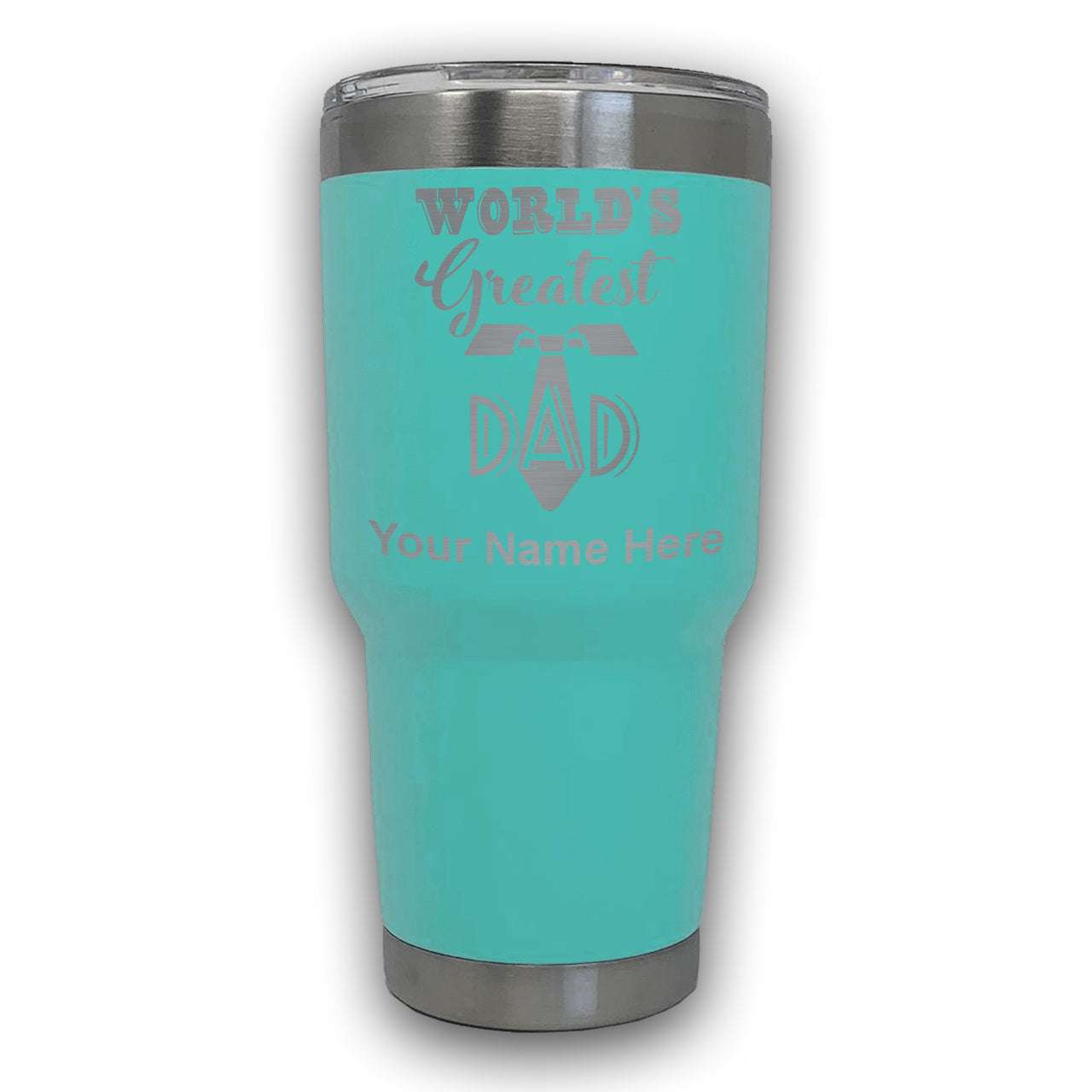 LaserGram 30oz Tumbler Mug, World's Greatest Dad, Personalized Engraving Included