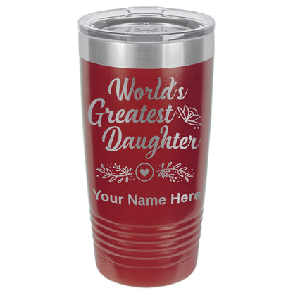 20oz Vacuum Insulated Tumbler Mug, World's Greatest Daughter, Personalized Engraving Included
