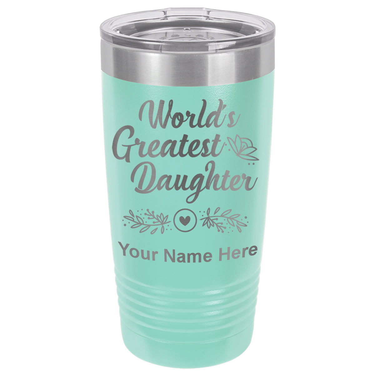 20oz Vacuum Insulated Tumbler Mug, World's Greatest Daughter, Personalized Engraving Included