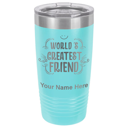 20oz Vacuum Insulated Tumbler Mug, World's Greatest Friend, Personalized Engraving Included