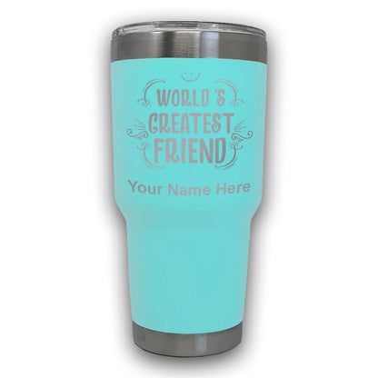 LaserGram 30oz Tumbler Mug, World's Greatest Friend, Personalized Engraving Included