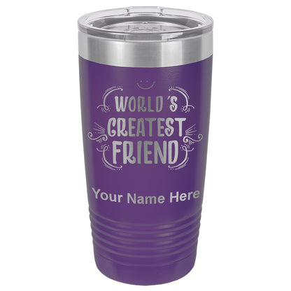 20oz Vacuum Insulated Tumbler Mug, World's Greatest Friend, Personalized Engraving Included