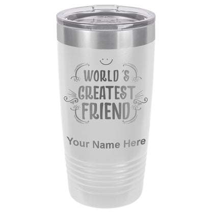 20oz Vacuum Insulated Tumbler Mug, World's Greatest Friend, Personalized Engraving Included